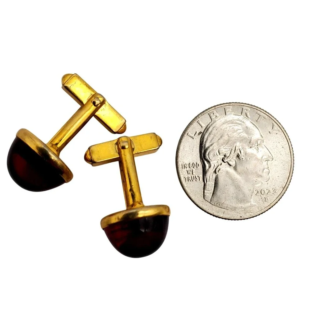 Swank Blood Red Dome Cufflinks Lucite Gold Tone Round Acrylic Mens Vtg Accessory